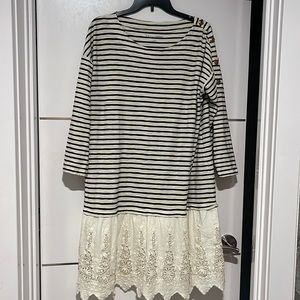 Soft Surroundings stripped dress with crochet bottom size large